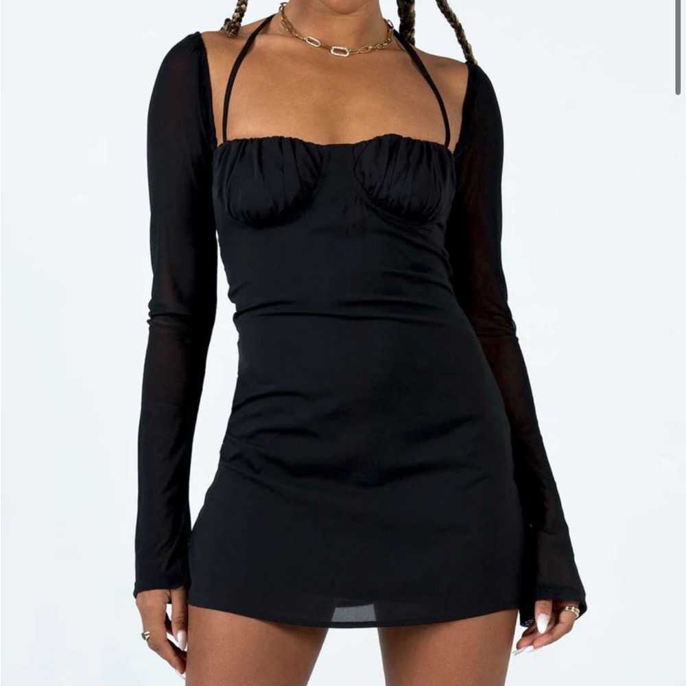 DYER SHEER SLEEVE MINI DRESS (PRINCESS POLLY)